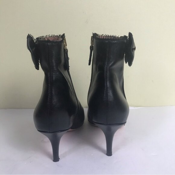 RED Valentino Bow Leather Ankle Booties Kitten Heels Almond Toe Zip Shoes Boots - Picture 6 of 16